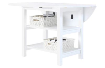 Collection Folding White Extendable Table with Storage